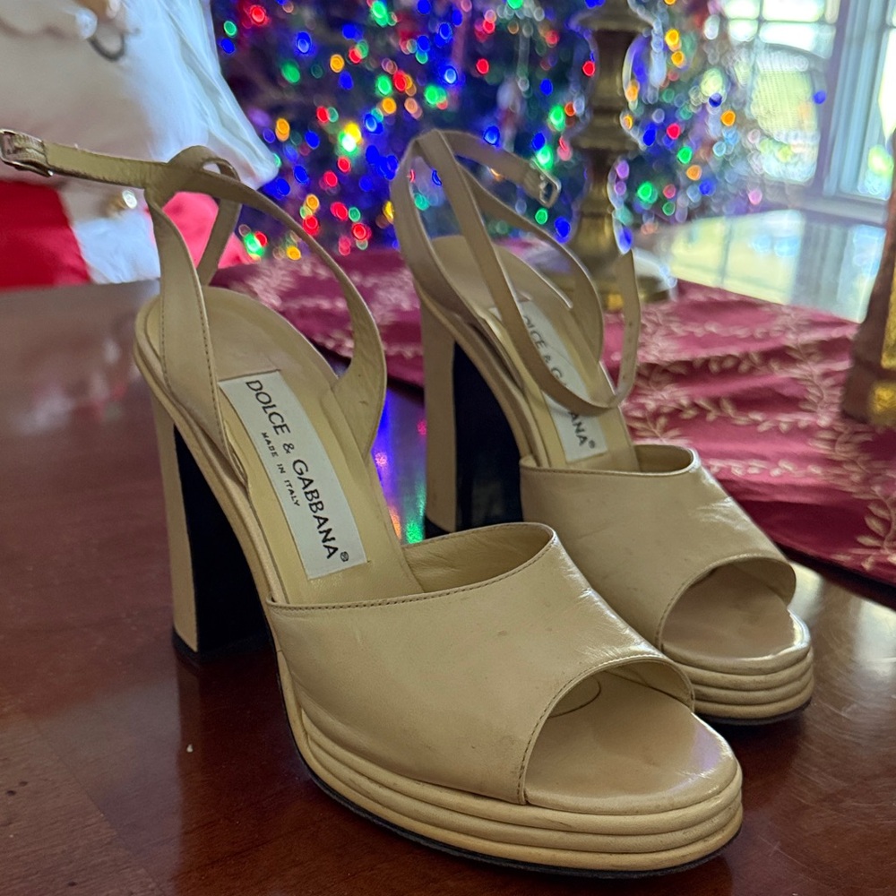 Dolce & Gabbana Cream Strappy Heels